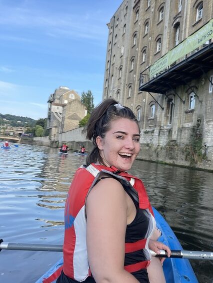 Kayaking towards Pulteney Bridge on the River Avon