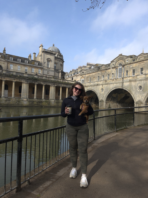 Photography with a dog by Pulteney Bridge