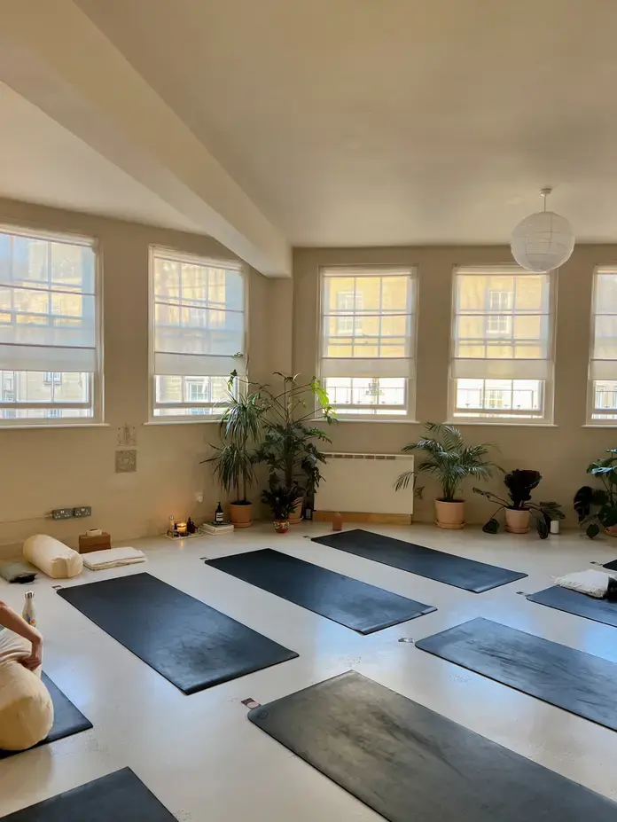 Serene yoga set up at The Space in Bath